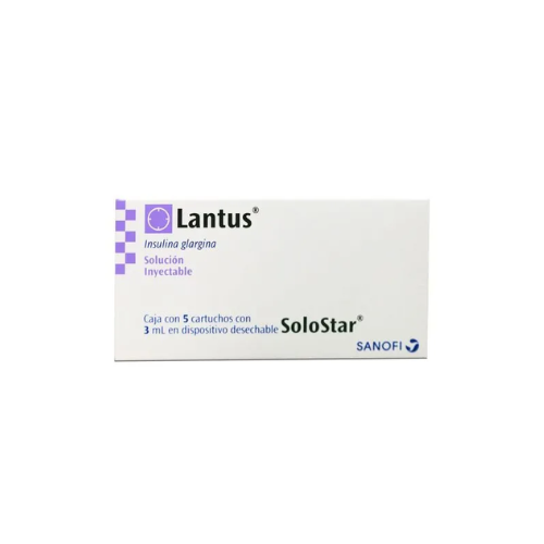 LANTUS 100 U/ML CON 5 PLUMAS SOLO STAR PRECARGADAS CON 3 ML (INSULINA GLARGINA)