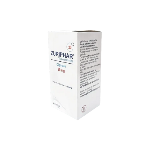 ZURIPHAR 20 MG 5 CÁPSULAS, ZURICH. (TEMOZOLOMIDA)