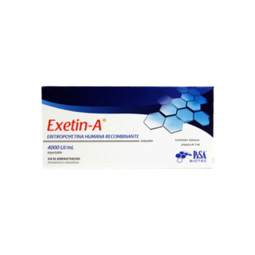 EXETIN-A 4000UI/ML SOLUCIÓN INYECTABLE, 6 FRASCOS DE 1 ML C/U (ERITROPOYETINA ALFA)